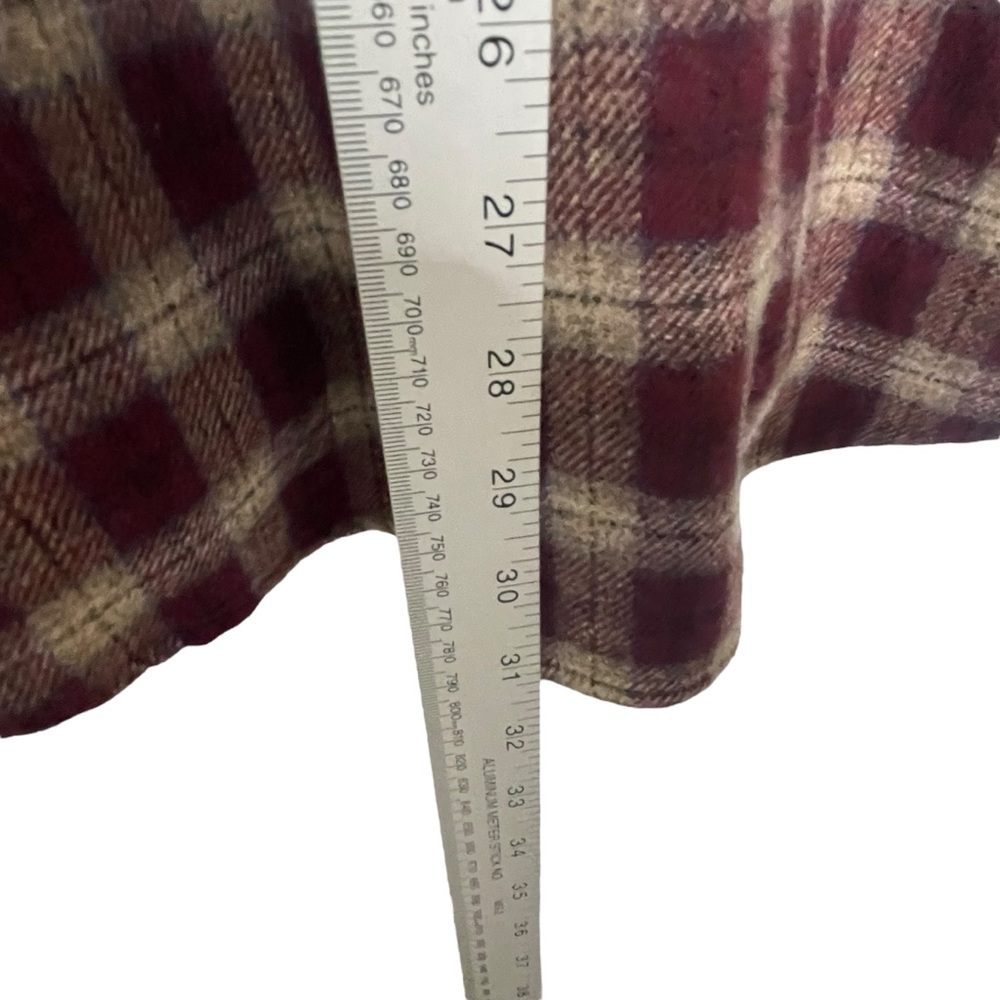 Vintage 80s-2000 Woolrich Burgundy and Cream Heavy Flannel Board Shirt Men’s M - Picture 7 of 7